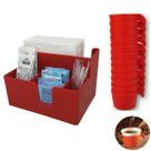Organizador Sachês De Mesa Guardanapos Açúcar Mexedor E 12 Porta Copos Descartável 50/80ml Vermelho Organizador Sachês De Mesa Guardanapos Açúcar Mexedor E 12 Porta Copos Descartável 50/80ml Vermelho