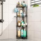Organizador Shower Caddy HaPirm de 4 camadas com suporte de sabonete preto