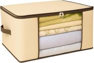 Organizador TNT Caixa Closet Roupa Cama Edredom Toalha 60cm Bege