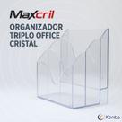 Organizador Triplo Home Office Vertical Cristal Transparente Maxcril para Escritório Organizador Triplo Home Office Vertical Cristal Transparente Maxcril para Escritório