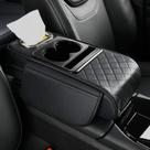 Organizador Universal De Couro PU Para Apoio De Braço De Carro Com Porta-Copos, Compartimento Para