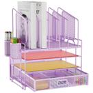 Organizadores de mesa Marbrasse Organizador de arquivos em malha de 4 camadas roxo