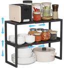 Organizadores Expansíveis para Prateleiras de Armário de Cozinha, 2 Unidades, Estantes Metálicas Resistentes e Empilháveis, Prateleiras Ajustáveis para Armazenamento na Cozinha, Comprimento: 52 cm