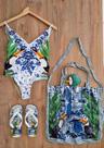Original! Kit Conjunto Praia Farm Azulejo Macau: Chinelo Havaianas + Maiô + Sacolinha Coco