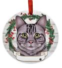 Ornamento E&S Pets Silver Tabby Cat Ceramic DIY personalizável