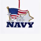 Ornamento Kurt Adler Navy de 4,5 polegadas com bandeira americana e estrela Ornamento Kurt Adler Navy de 4,5 polegadas com bandeira americana e estrela