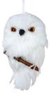 Ornamento Kurt S. Adler, coruja pendurada com galho, 10 cm, branco