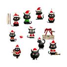 Ornamentos De Madeira De Gato Preto Fofo 10 Peças Decoração Festiva De Natal E Ano Novo 2D Plano