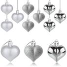Ornamentos Yuronam Heart - 12 Peças de Plástico Prateado (4,5 cm) Ornamentos Yuronam Heart - 12 Peças de Plástico Prateado (4,5 cm)