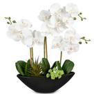 Orquídea artificial Briful White Silk Flowers 43cm com vaso