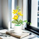 Orquidea Artificial Phalaenopsi Com Vaso E Caule Decoração