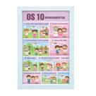 "Os 10 Mandamentos deixado por Jesus Cristo" Quadro Infantil Moldura:Branco