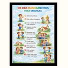"Os Dez Mandamentos da Criança" Quadro Infantil Religioso