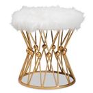 Ottoman Baxton Studio Leonie Glam e luxuosa pele sintética branca Ottoman Baxton Studio Leonie Glam e luxuosa pele sintética branca