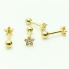 Ouro 18k Piercing Flor Estrela com Pedras Reto Cartilagem Tragus Orelha CO110K045. Ouro 18k Piercing Flor Estrela com Pedras Reto Cartilagem Tragus Orelha CO110K045.