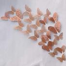 Ouro rosa 36 peças 3D borboletas decorações decoração de parede decalques de parede removíveis murais para festa em casa sala de estar bebês crianças adesivos de quarto