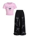 Outfit feminino Roseseek, de verão, 2 peças, manga curta, 13 anos