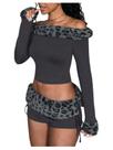 Outfit SweatyRocks: blusa e shorts femininos Y2k Leopard