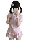 Outfit Xojbzoo Y2K Cat Ear com zíper e saia preta plissada