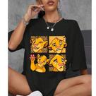 Oversized Feminina Camiseta Comprida Academia Treino Musculação Rei Leão