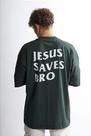 Oversized jesus saves bro green unissex