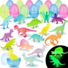 Ovos de Páscoa cheios de brinquedos de dinossauro que brilham no escuro, 36 unidades