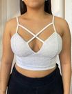 P0108 Blusa Festa Luxo Cropped Trançado Alcinha Ag2135