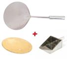 Pá Pizza Inox E Pedra Refratária 30cm + Pá de Cinzas Forn