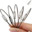 Pack 10 Cabos de Aço Chaveiro Resistente Inox Prata Com Trava de Rosca Para Chaveiros Criativos