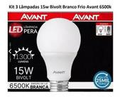 Pack 3 lâmpada led 15w Bulbo luz branca E27 6500k Casa Avant
