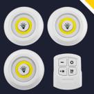 Pack 3 Lâmpadas Spot Led Luminária Sem Fio + Controle Remoto