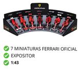 Pack C/ 7 Miniatura F1 Ferrari Racing C/ Expositor 1/43 Bburago