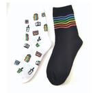Pack com 2 pares de meias estampadas cano médio infantil menina basic + Pack com 2 pares de meias estampadas cano médio infantil menina basic +
