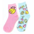 Pack com 2 pares meias estampada cano médio infantil menina basic + Pack com 2 pares meias estampada cano médio infantil menina basic +