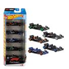 Pack com 5 Carrinhos Hot Wheels Série Formula 1 Escala 1:64 - Die-Cast Mattel JGF58