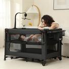 Pack n Play A2DAO 5 em 1 com berço, cama de cabeceira preta