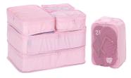 Packing Cubes JJ POWER Travel - 6 Peças + Bolsa para Sapatos (Rosa)