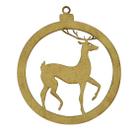 Pacote 10 Aplique Bola de Natal Rena 8,7cm Mdf Madeira