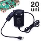Pacote 20 Fontes Para Raspberry Pi3 Pi 3 B E B+ 5v 3a Botão On Alto Desempenho U1002