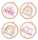 Pacote 5 Aplique Decoupage Bastidores Com Frases Apm3-284 Em Papel E Mdf 3cm Litoarte