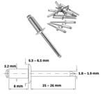 Pacote 50 Rebite Pop Repuxo Alumínio 308 3,2x8mm Jomarca
