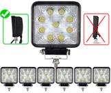 Pacote 6x Un Farol de Milha Farolete Super Branco A prova d'água 27W Quadrado 9 leds 12v 24v Longo Alcance Troller Jeep Pacote 6x Un Farol de Milha Farolete Super Branco A prova d'água 27W Quadrado 9 leds 12v 24v Longo Alcance Troller Jeep