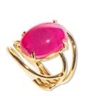 Pacote Atacado com 03 Anéis de Ágata Rosa Cabochão Oval Pequeno Dourado Pacote Atacado com 03 Anéis de Ágata Rosa Cabochão Oval Pequeno Dourado