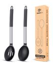 Pacote Bundlepro de 2 colheres de cozinha grandes de silicone, pretas