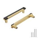 Pacote Cabinet Pulls Rergy, 30, preto e dourado, orifício central de 96 mm