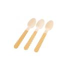 Pacote Colher Madeira - Chevron Dourado - 14cm - 10 Un - Rizzo