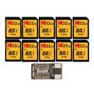 Pacote com 10 cartões SDHC KODAK de 32GB Classe 10 UHS-I com leitor USB