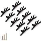 Pacote com 10 maçanetas de galho de liga de zinco eSreake pretas de 6,8 cm