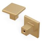 Pacote com 10 maçanetas quadradas Hickory Hardware, latão escovado de 3 cm