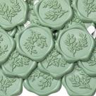 Pacote com 100 adesivos de cera de eucalipto verde sálvia da Yoption, 3 cm